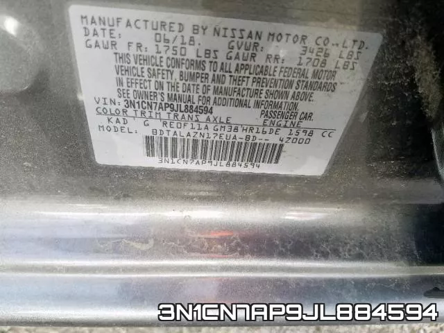 3N1CN7AP9JL884594 фото 2