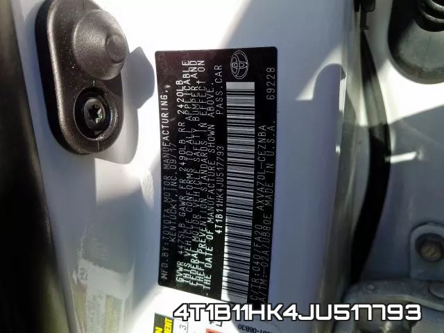 4T1B11HK4JU517793 фото 2