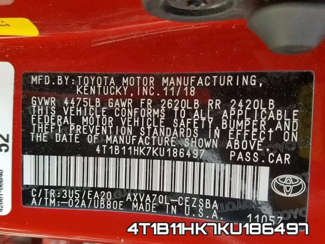 4T1B11HK7KU186497 фото 2