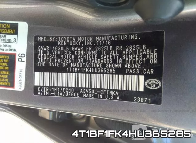 4T1BF1FK4HU365285 фото 10