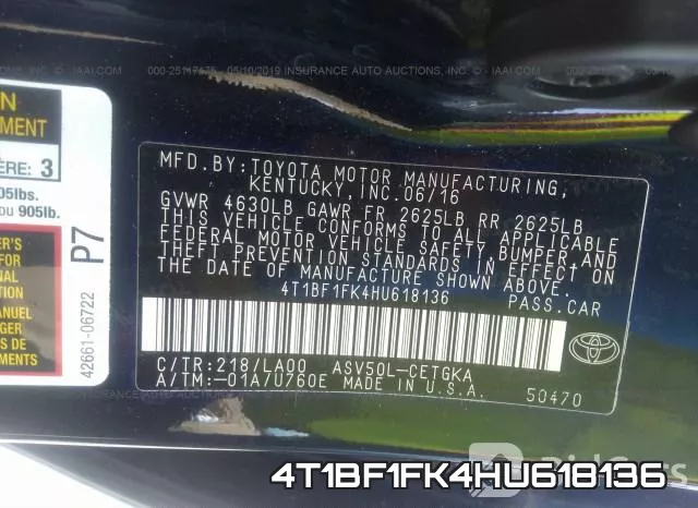 4T1BF1FK4HU618136 фото 10