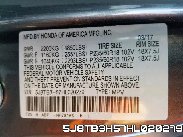 5J8TB3H57HL020279 фото 2
