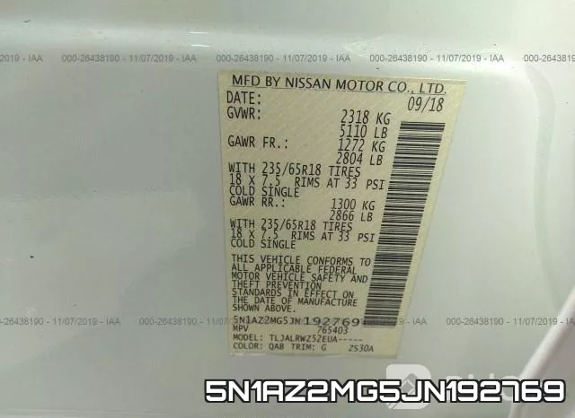 5N1AZ2MG5JN192769 фото 10