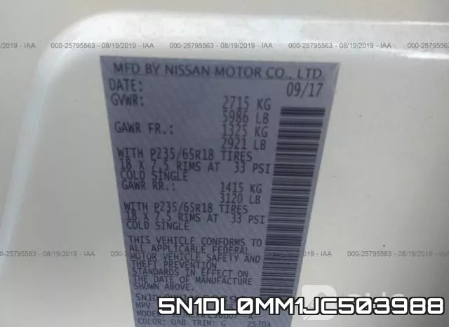 5N1DL0MM1JC503988 фото 10