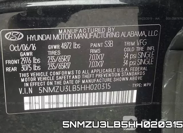 5NMZU3LB5HH020315 фото 10