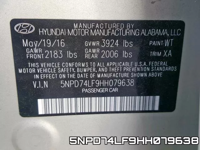 5NPD74LF9HH079638 фото 2