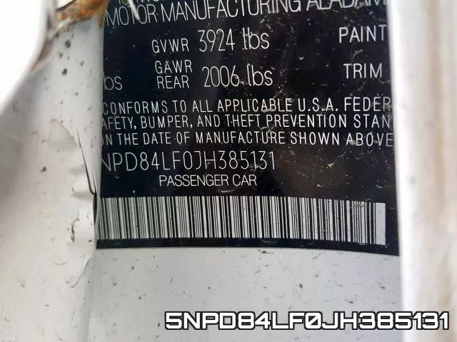 5NPD84LF0JH385131 фото 2