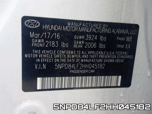 5NPD84LF2HH045182 фото 2