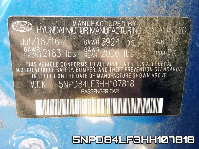 5NPD84LF3HH107818 фото 2