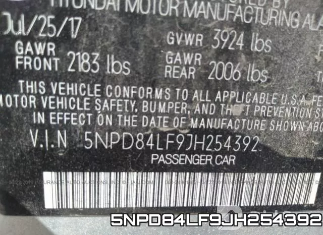 5NPD84LF9JH254392 фото 10