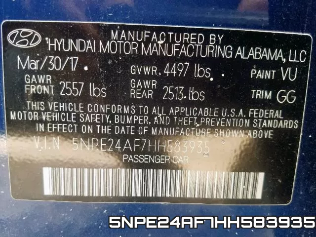 5NPE24AF7HH583935 фото 2