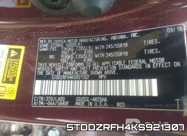 5TDDZRFH4KS921307 фото 10