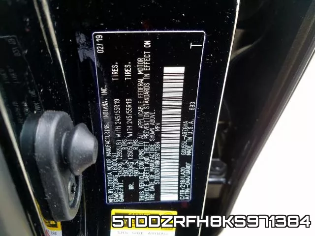 5TDDZRFH8KS971384 фото 2