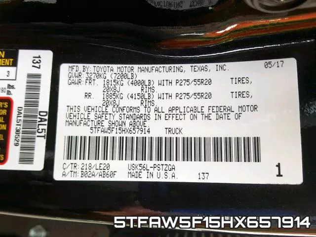 5TFAW5F15HX657914 фото 2