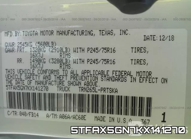 5TFAX5GN7KX141270 фото 10