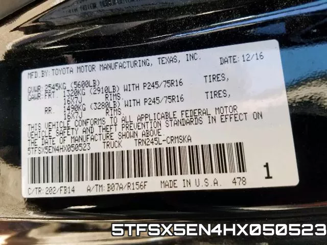 5TFSX5EN4HX050523 фото 2