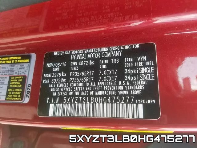 5XYZT3LB0HG475277 фото 2