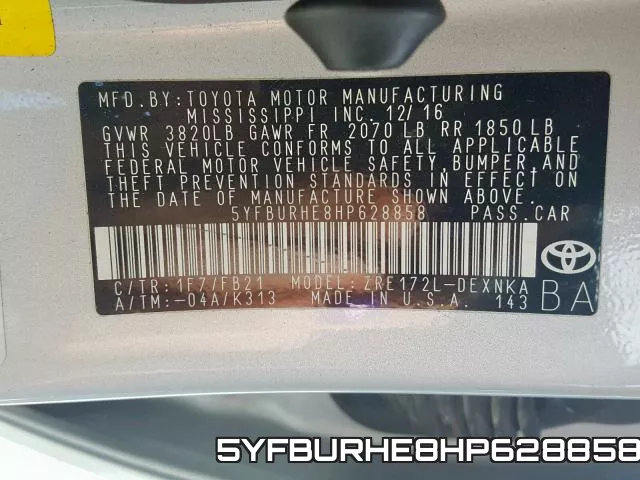 5YFBURHE8HP628858 фото 2