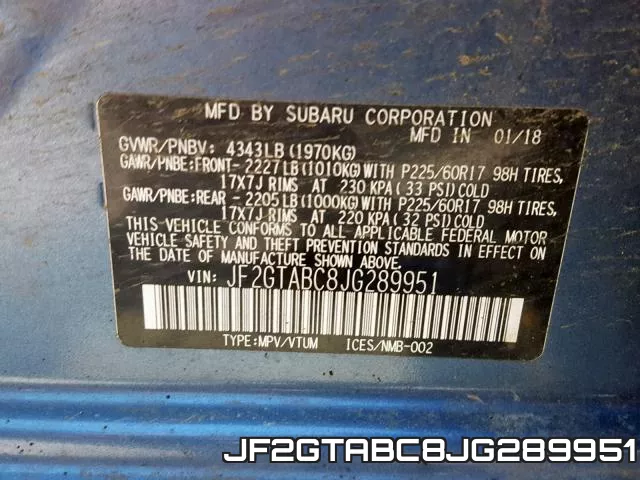 JF2GTABC8JG289951 фото 2