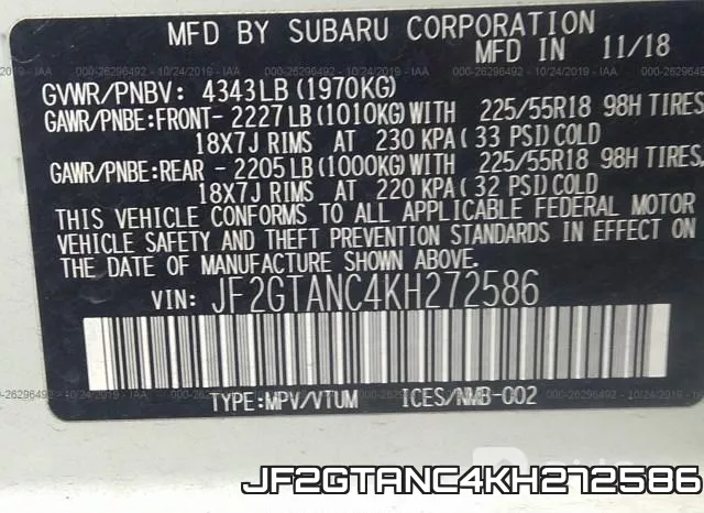 JF2GTANC4KH272586 фото 10