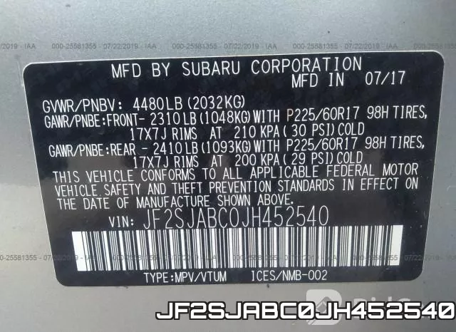 JF2SJABC0JH452540 фото 10