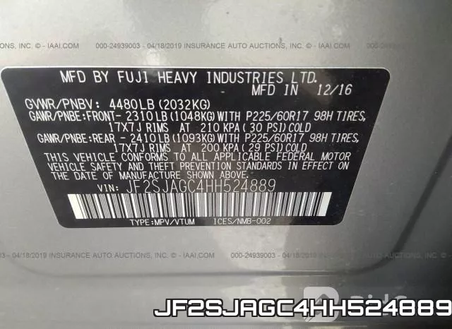 JF2SJAGC4HH524889 фото 10