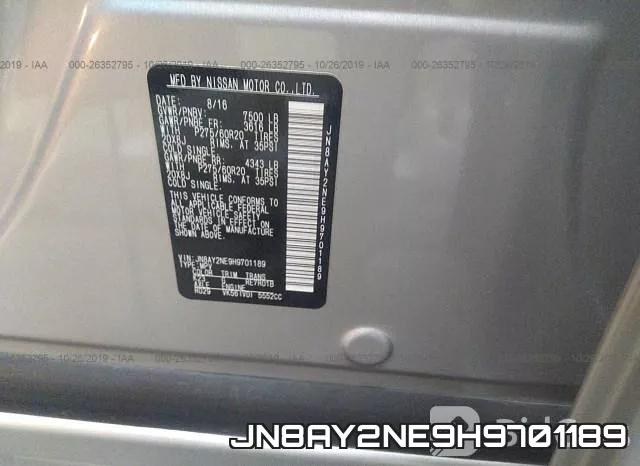 JN8AY2NE9H9701189 фото 10