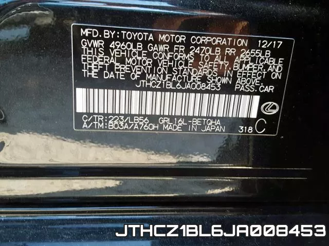 JTHCZ1BL6JA008453 фото 2