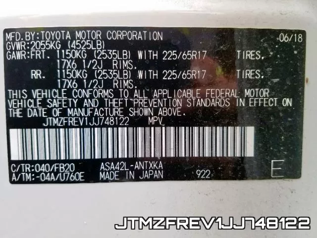 JTMZFREV1JJ748122 фото 2