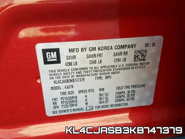 KL4CJASB3KB747379 фото 2