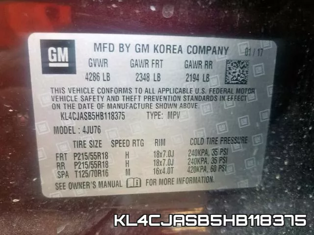KL4CJASB5HB118375 фото 2
