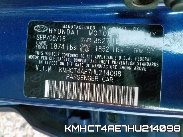 KMHCT4AE7HU214098 фото 2