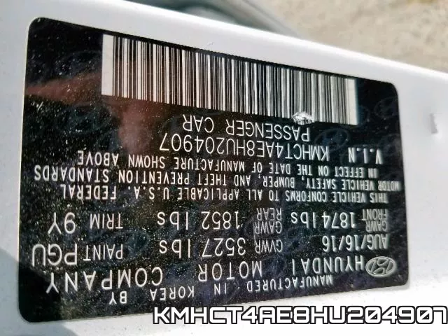 KMHCT4AE8HU204907 фото 2