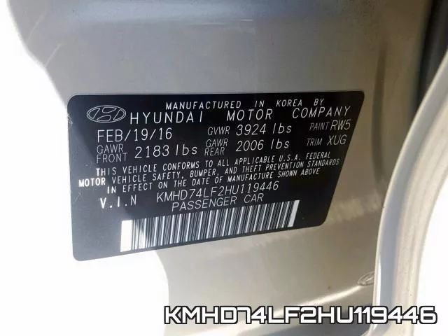 KMHD74LF2HU119446 фото 2