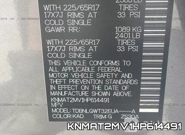 KNMAT2MV1HP614491 фото 10