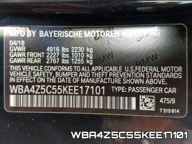 WBA4Z5C55KEE17101 фото 2