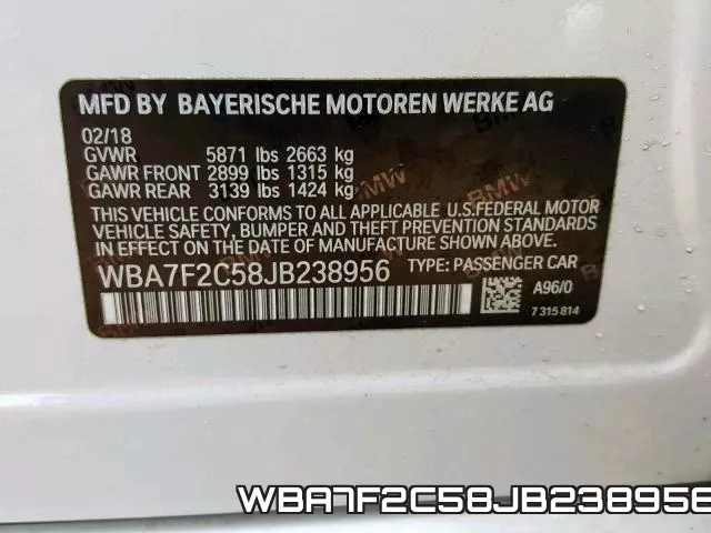 WBA7F2C58JB238956 фото 2