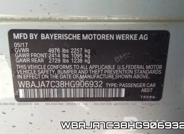 WBAJA7C38HG906932 фото 10