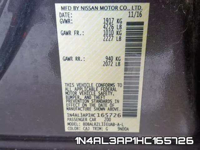 1N4AL3AP1HC165726 фото 2