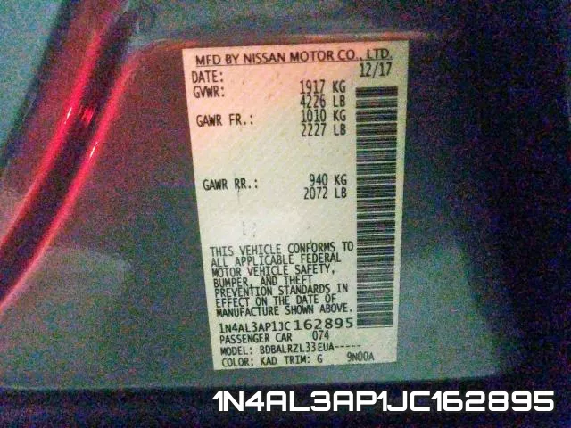 1N4AL3AP1JC162895 фото 2