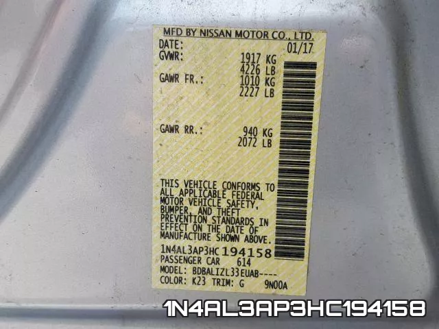 1N4AL3AP3HC194158 фото 2