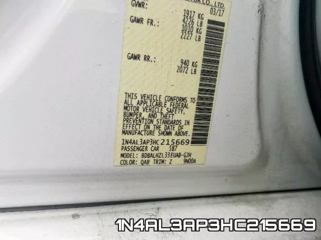 1N4AL3AP3HC215669 фото 2