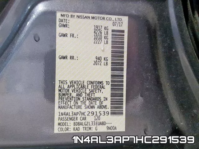 1N4AL3AP7HC291539 фото 2