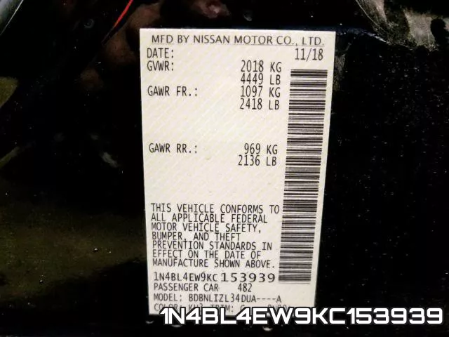 1N4BL4EW9KC153939 фото 2