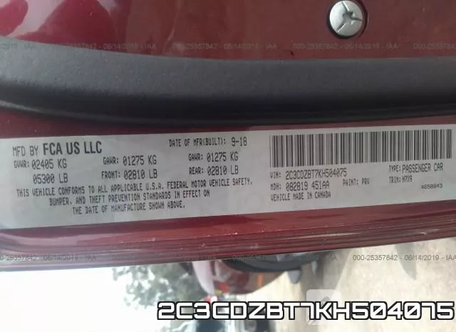 2C3CDZBT7KH504075 фото 10