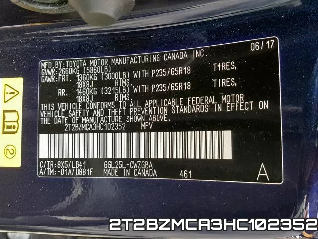 2T2BZMCA3HC102352 фото 2