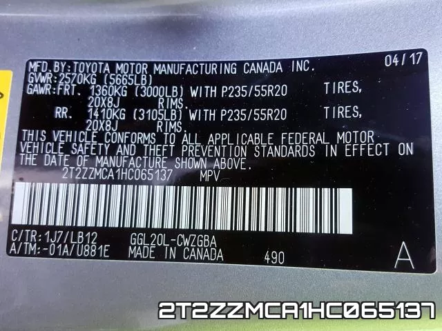 2T2ZZMCA1HC065137 фото 2