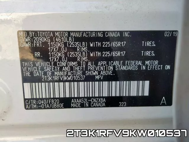2T3K1RFV9KW010537 фото 2