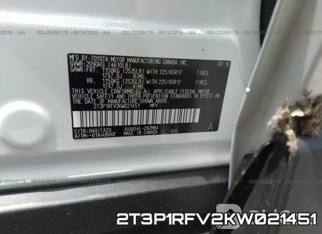 2T3P1RFV2KW021451 фото 10