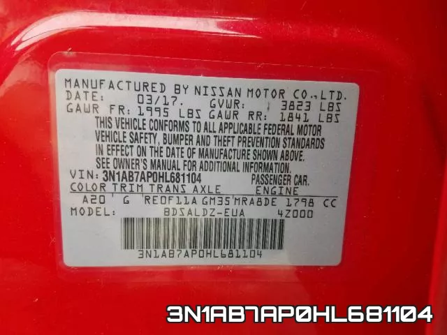 3N1AB7AP0HL681104 фото 2
